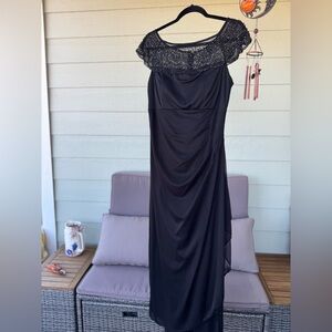 MSK Black Asymmetrical Dress with Lace Detail